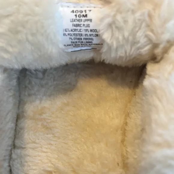 Minnetonka Women’s Suede/ Fur Lined Moccasins in Cream/Beige Sz 10 - Picture 6 of 9